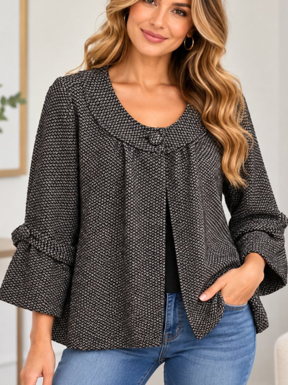 Wool Dollhouse Swing Jacket Dark Academia Career Outerwear Coat Preppy Plus 2X